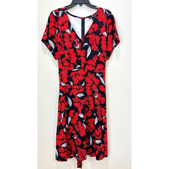 Lane Bryant Red Black Dress Plus Size 18 Floral Stretchy Romantic Whimsigoth NWT - Picture 1 of 10